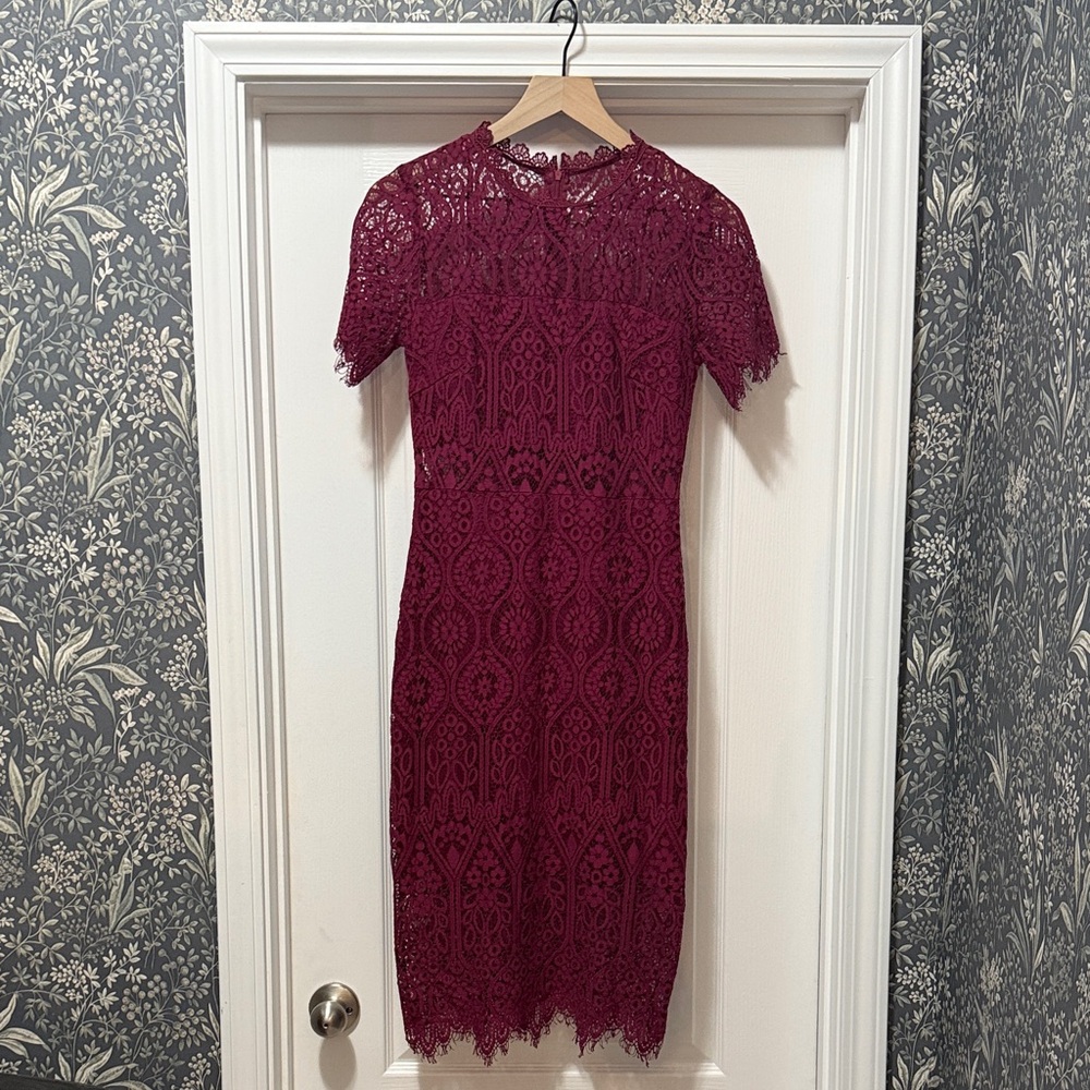 Elegant Lace Dress in Rich Burgundy